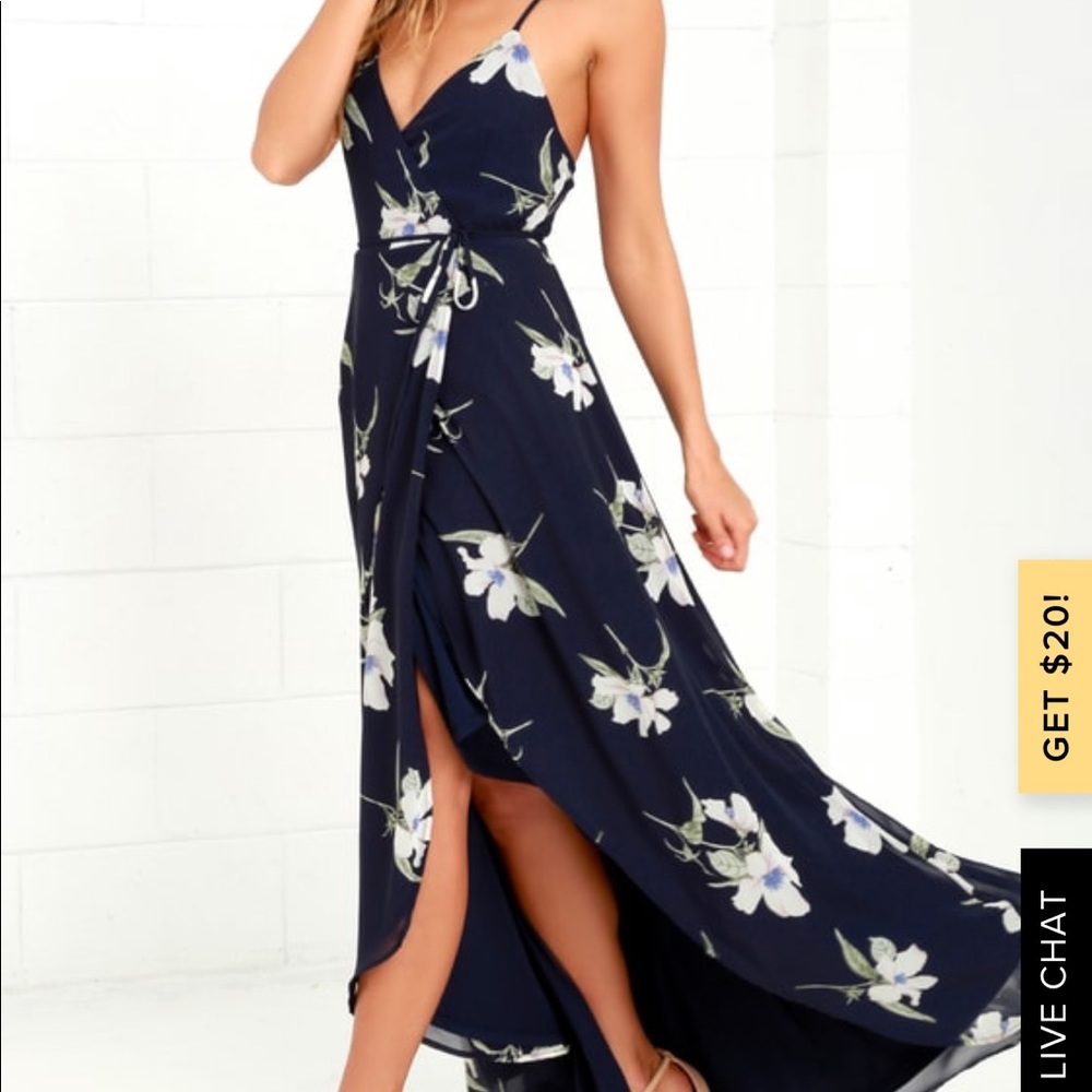 ALL MINE NAVY BLUE FLORAL PRINT MAXI DRESS